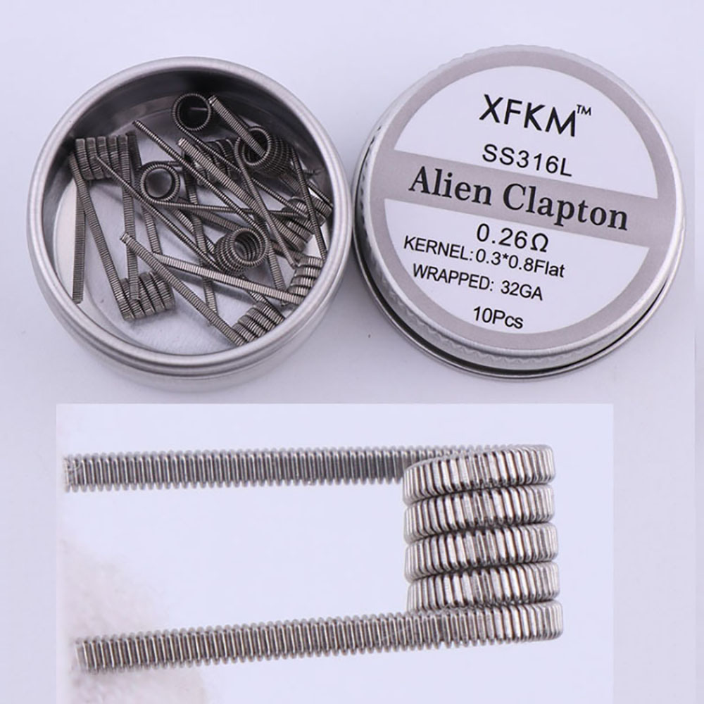 Clapton Wire Pre Built - SS316L 10 adet/kutu önceden hazırlanmış bobin